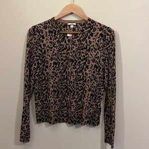 NWT J.Crew Featherweight Cashmere Cardigan Sweater in Leopard